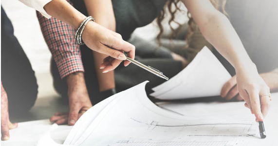 team of event planners working on event design